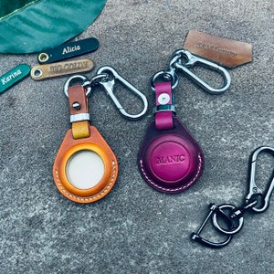 Ledertasche für Airtag-Abdeckung Beutel Taschenhalter für Airtag-Abdeckung Stempel Name Telefon benutzerdefinierte Veranstalter Anti verloren für Hund Katze halten Lokator