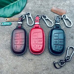 Key Cover For Challenger Charger Srt Hellcat Scat Pack Demon hornet Super Bee 1320 Dart Durango Key Fob Cover Case Leather Keychain Holder