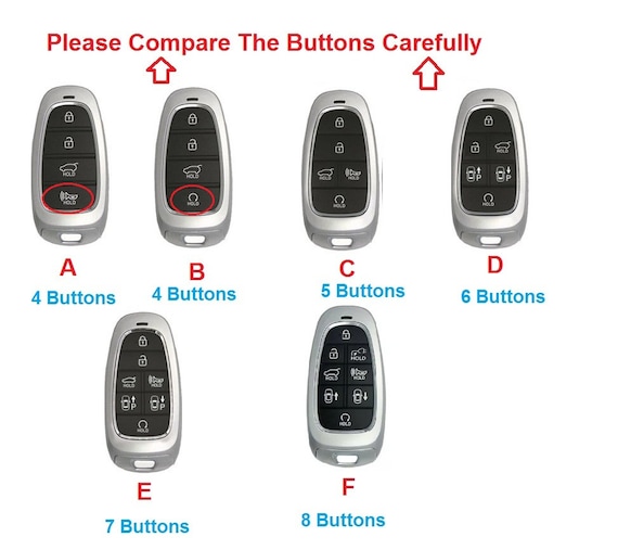 For 4 5 6 7 8 Buttons Key Fob Cover Case Fit for Solaris Sonata NEXO NX4  Grandeur Santa Fe Tucson Ioniq 2022 Palisade 2023 Remote Holder 