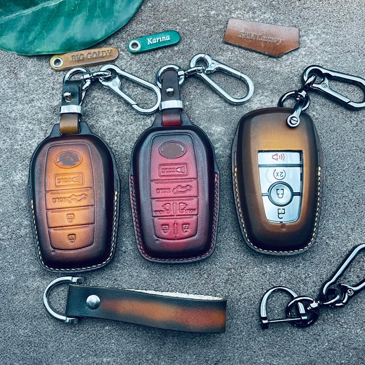 小物 LIFE LEATHER KEY-CHAIN Sienna For 2024 Sienna Leather Car Key Fob Case Cover Sienna 2023 2022