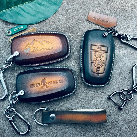 Key Cover For Bronco Keychain Broncos Sport 2023 2024 Key Fob Cover Case Leather Smart Remote Keyless Holder Accessories Custom Gift