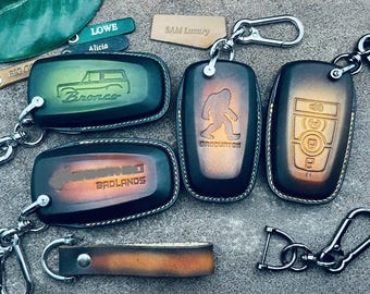 Keychain For Bronco Sasquatch Keyring Wrap Horse Pony yeti Leather Key Fob Cover Case 2024 2025 Sport Keychain Remote Holder Accessories
