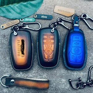 Cover For F150 F F250 Lariat Stx Limited Platinum Powerboost Roush Fx4 Leather Key Fob Cover Case Remote Holder Keychain Pouch 2024 2025