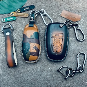 For Mustangs Dark Horse coyote Mach E Mach1 Gt500 Gt Super Snake 2025 2026 Leather Key Fob Cover Case Keychain Remote Holder Protect