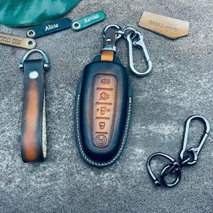 For Taurus Explorer Focus sho Limited Lincoln Cmax Fusion Maverick Edge Escape Leather key Fob Cover Case Keyless Remote Holder Keychain
