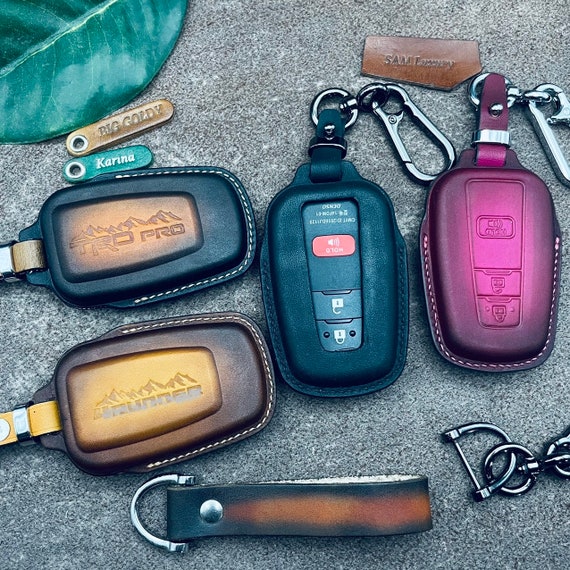 Genuine Cowhide Leather Smart Key Fob Cover Case For Toyota 4Runner, Tundra, Tacoma