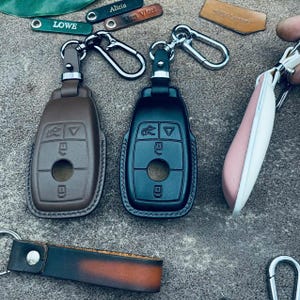 10 Type Key Mb Benz Gle Glc 300 Gls 450 350 Cla Cle S G E Class Eqs Eqe 2025 Amg Leather Key Fob Cover Case Remote Holder Keychain Pocket
