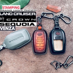 2024 Sequoia Key Fob Cover Case Leather Sequoia 1794 Trd Pro Capstone Platinum Keychain Keyless Remote Holder Stamp 2025 Edition