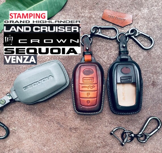 BXQATMB For Toyota Key Fob Cover With Leather Zinc Alloy Keychains,for 2022-2025 Toyota Tundra, For 2023-2025 Sequoia,for Camry 2025, For 2024 Grand Highlander,for 2024 Tacoma (Square Buckle-Black - View #5