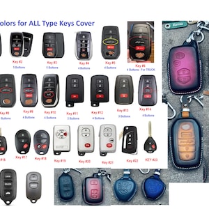 ALL Type Tundra Tacoma Sequoia Corolla Grand Highlander Land Rav4 Prius 4runner fj Cruiser Leather Key Fob Cover Case Remote Holder Keychain