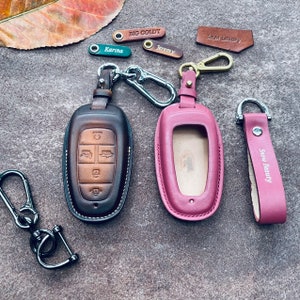 4 5 6 7 8 Buttons For Santa Cruz Sonata Elantra Palisade Grandeur Nexo Nx4 Tucson Key Fob Cover Case Leather Keychain Remote Holder Protect