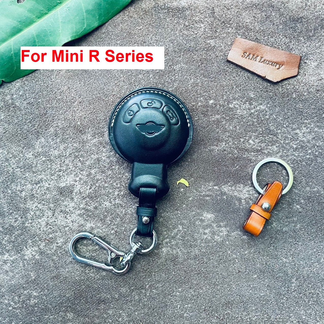 Für Mini R56 R57 R58 R60 R61 Leder Schlüsselanhänger Abdeckung Fall für  Cooper R Seires Keyless Fernbedienung Halter Keychain - .de