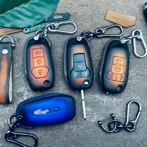For Flip Key Leather Key Fob Cover Case 2023 F150 Lariat Xlt Rattler F250 Ranger Maverick Ecosport Bronco Sport Keychain Remote Holder