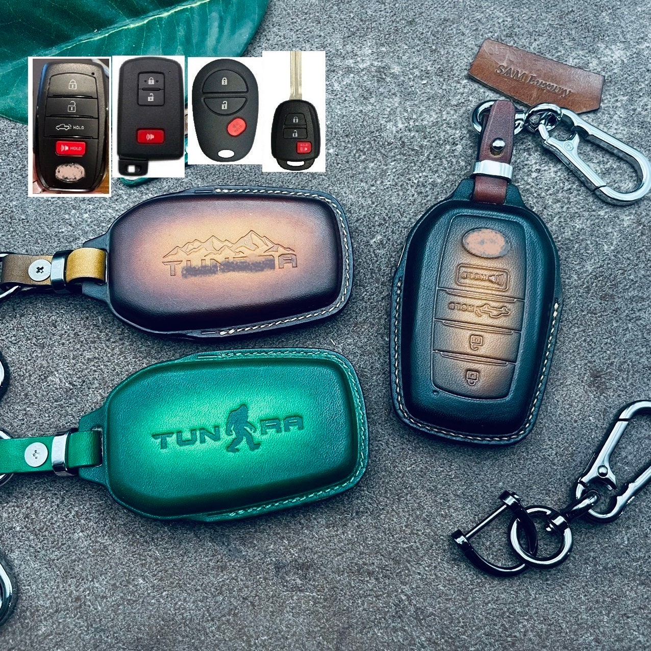Cover for Tundra Trd Pro Sr5 Platinum Capstone Offroad 2024 Key Fob Cover Case Leather Custom Keychain Keyless Remote Holder Accessories