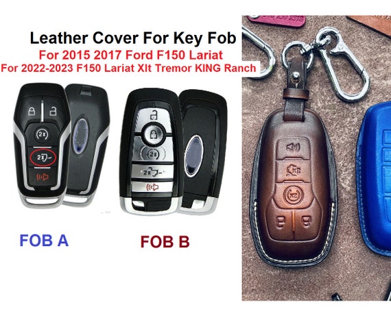 Für F150 LARIAT Leder Key Fob Cover Fall 2015 2017 F150 Lariat F 150 King  F150 Ranch Abholung Truck Push Start Fernbedienung Halter - .de