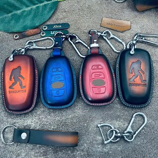 Custodia Portachiavi In Pelle Per Subaru - Adatta Per Forester, Impreza, WRX, XV, BRZ - Colore Blu