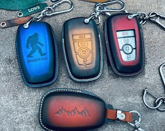 Cover Fits Ford Bronco Key Fob Cover, Bronco Sport Fob Case Leather, Remote Protector Holder Pouch, Sasquatch Keychain Accessories 2026 2027