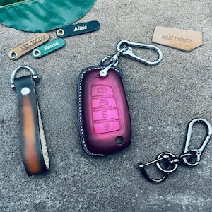 Adatto per chiave Tucson Elantra Sonata Solaris Kona Accent Venue Santa Fe Palisade Flip Fold Custodia portachiavi in pelle senza chiave Portachiavi