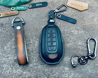 Leather Car Key Cover, Protective Key Holder For Nissan Altima Rogue