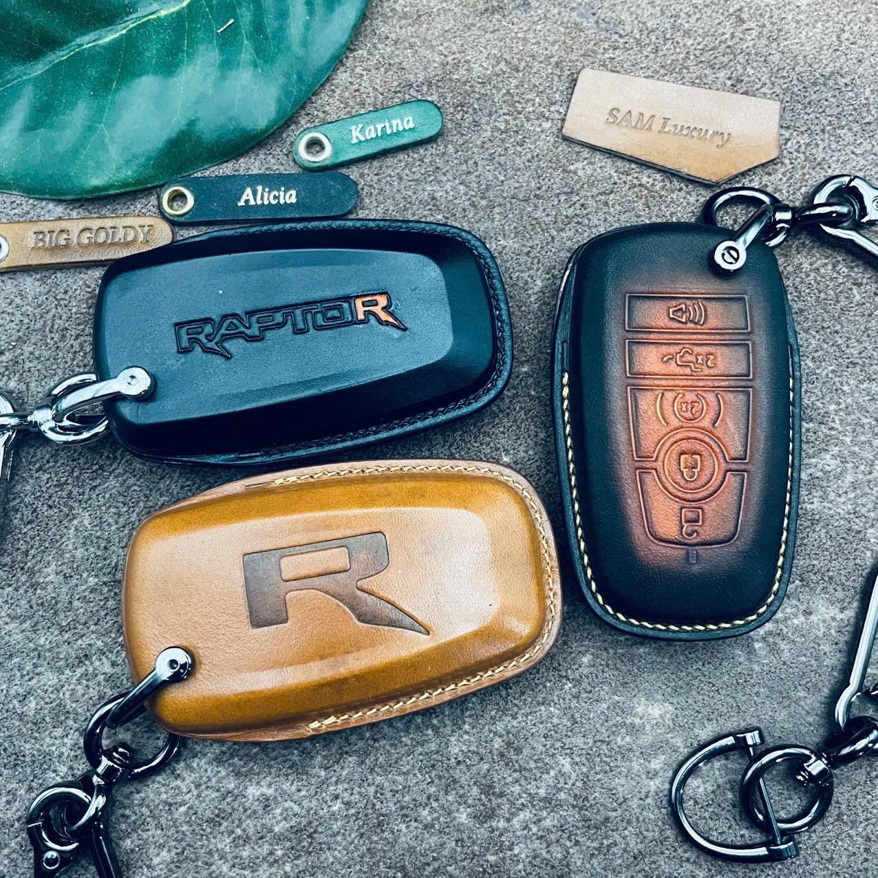 Cover For Raptor R Svt 2024 2023 Key Fob Cover Case Leather Remote Keyless Holder Keychain 2025 F150 raptor r Ranger Truck Custom Gift Men