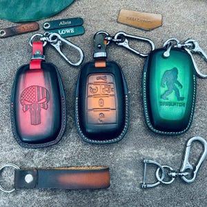 Cover Fit for Ram 1500 Limited Trx Longhorn Sport Goat rebel Horn 2500 Key Fob Cover Case Leather Remote Keychain Holder Protect Custom