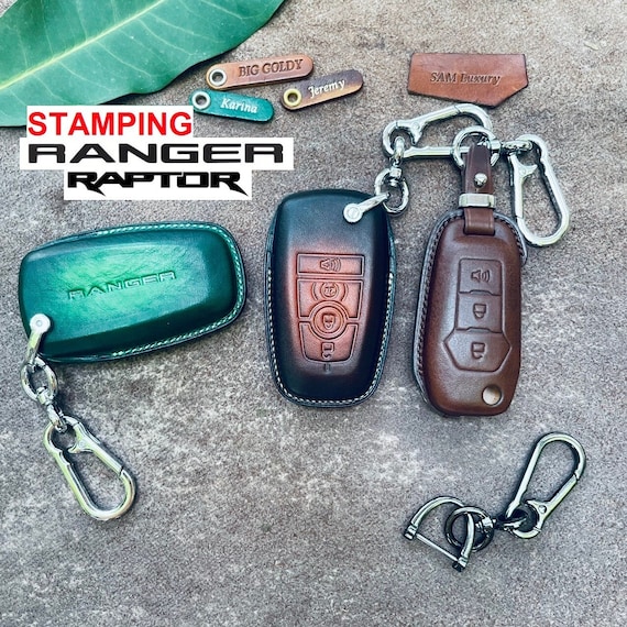 Cover For Raptor Ranger Wildtrak Xlt Fx4 Px3 Key Fob Cover Case Leather 2024 2023 F150 Ranger Raptor R Keyless Remote Holder Keychain