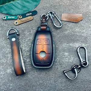 10 Types Benz For Mb Gle Glc Gls 300 350 450 Glc300 Cla Cle S Gls450 Eqs Eqe 2024 Amg Leather Key Fob Cover Case Remote Holder Keychain