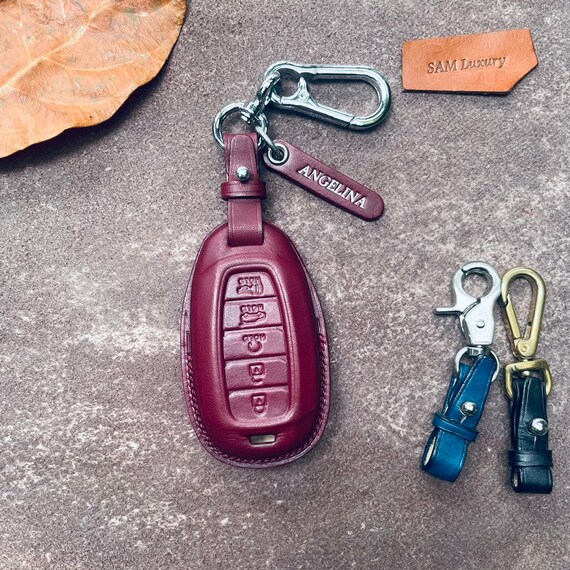 Fit For Palisade Cover 5 Button Smart Remote Key Fob Case Leather Key Fob Cover Palisade Keyring Keychain Keyless Holder 2022 2023