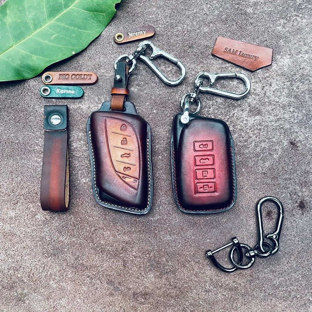 Ontto Leder Autoschlüssel Hülle Für Lexus - Crazy Horse Leder Schlüsselcover