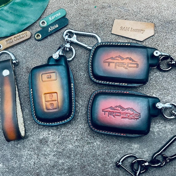 Zinc Alloy Leather Remote Key Cover Fob Case For Toyota 4 Runner Tundra Tacoma