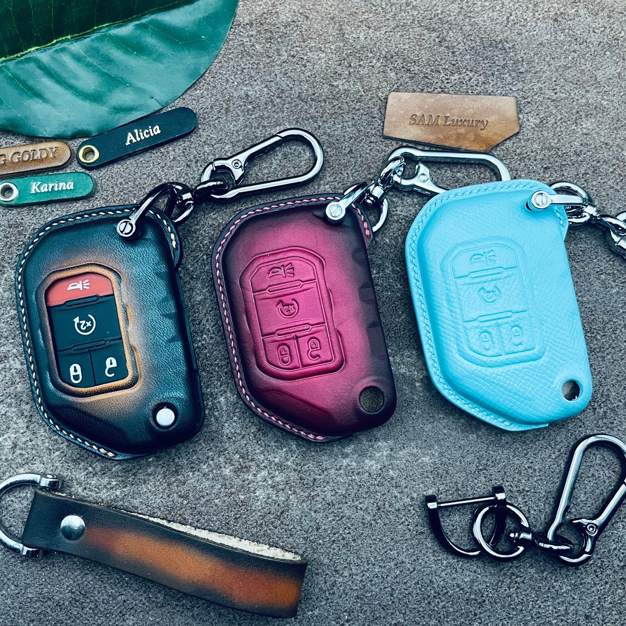 Leather jeep key fob cover discount
