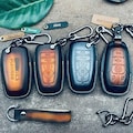 ALL Type For F150 F250 Lariat Limited Platinum Xlt Lightning Super Duty Power boost 2024 Leather Key Fob Cover Case Remote Holder keychain product logo
