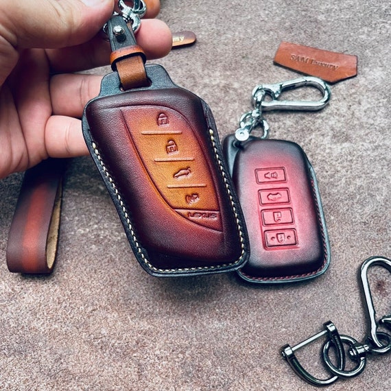 Key Fob Cover With Faux Leather Keychain Soft Tpu Key Case - Temu