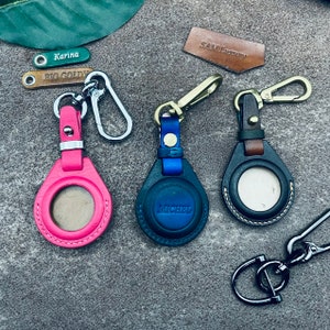 Custodia in pelle per Airtag Cover per Airtag Pouch Pocket Custodia in pelle per Airtag Supporto per Airtag Cover Timbro Nome Telefono Organizzatore personalizzato