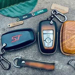 Cover Fr Explorer Expedition Edge ST st Escape Fusion Focus Everest Platinum Leather Key Fob Cover Case Keyless Smart Remote Holder Keychain