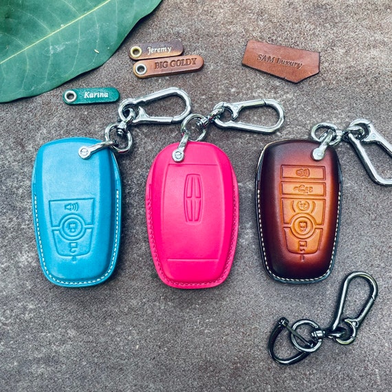 for Ford Key Fob Cover with Keychain, Leather Keyless Entry Car