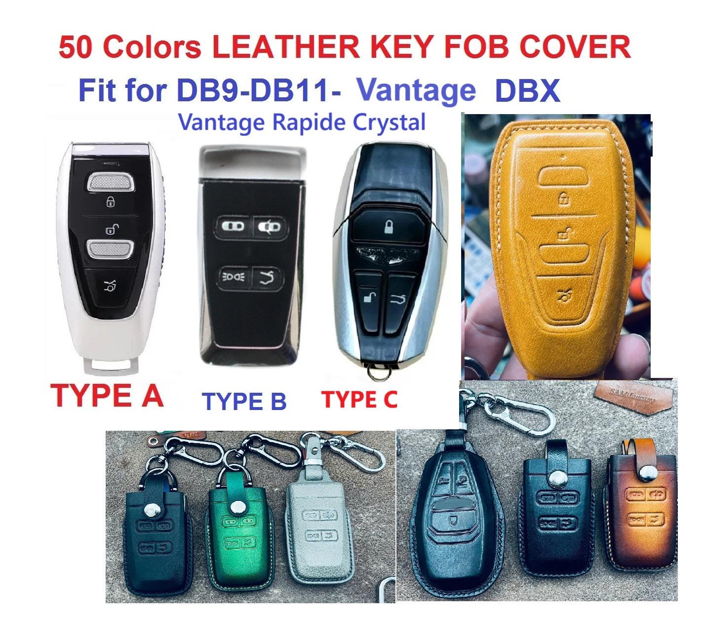 Fit for Aston Key Fob Cover Case Leather Martin Db9 Db10 Db11 D89