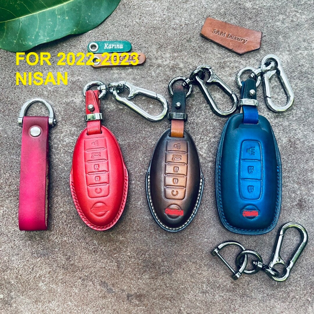 Porte-clés de voiture en cuir, porte-clés décoratif universel, anneau en D  anti-perte, porte-clés pour homme et femme (bleu)
