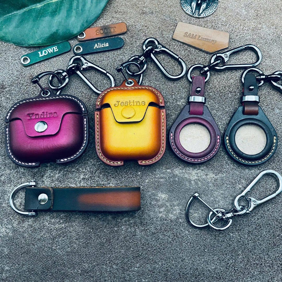For AirPod Pro 4 3 2 1 AirTag Case Cover Pouch Pocket Holder Keychain ...