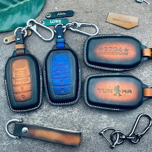 Funda a medida para Toyota Tundra, Tacoma TRD Pro 1794 Edition PreRunner SR5 Platinum, funda de cuero para llave, llavero con soporte para control remoto de coche.