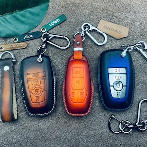 Covers For Mustang Mach Dark horse Shellby Cobra Gt Gt500 Gt350 2024 2025 Leather Key Fob Cover Case coyote Keychain Keyless Remote Holder