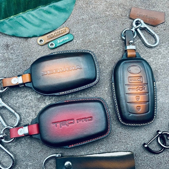 2024 Sequoia Trd Pro Land Cruiser Grand Highlander Crown Platinum Leather Key Fob Cover Case Smart Keyless Remote Holder Keychain Protect