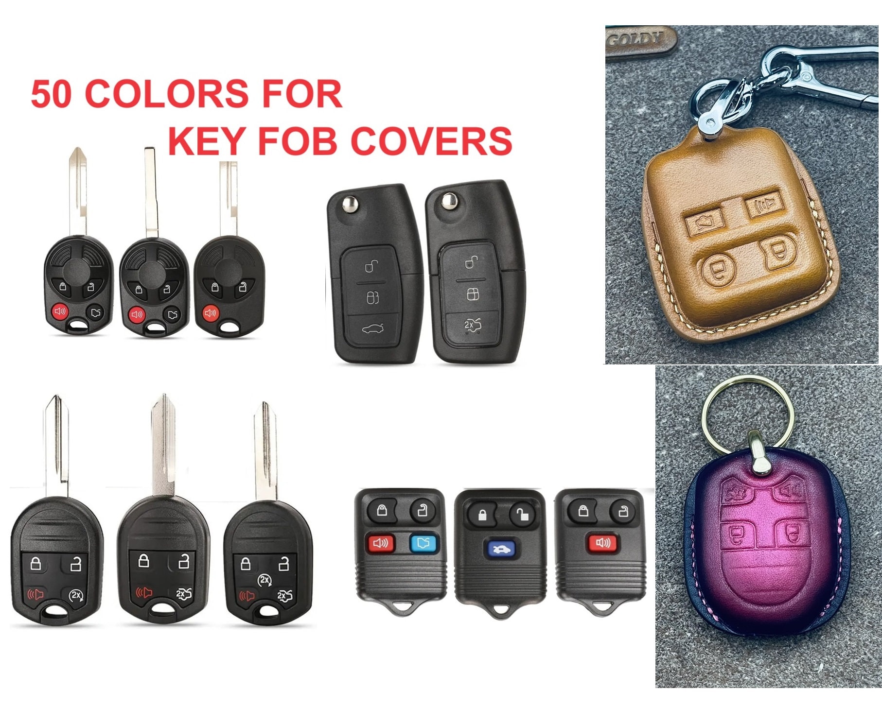 Lederhülle für 3 Tasten Autoschlüssel Schutzhülle echtes Leder Schlüssel  Schutz Hülle Schwarz Rot AC: : Elektronik & Foto