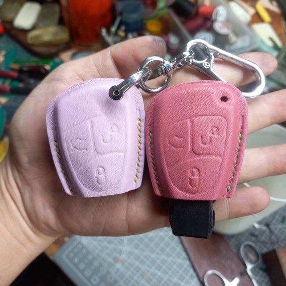 Leather Key Fob Cover Case For B C E ML S CLK CL 3 Buttons S600 E500 Wagon W203 W211 W204   Remote Holder Old Slant Style key