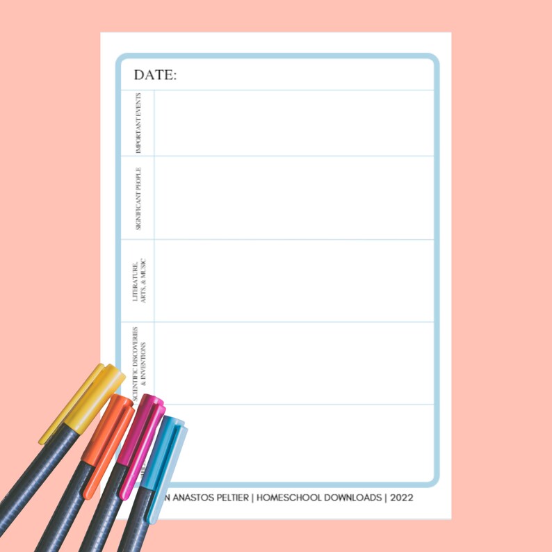 Printable Timeline Book of Centuries Homeschool History - Etsy