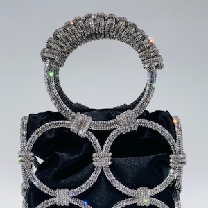 The HALO, Kristall Strass Handtasche, Top Griff Tasche, Juwel Tasche, Kristall Geldbörse, Hochzeitstasche, Kristall Tasche, Abendtasche