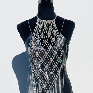 Le BIJOUX, Top dos nu en strass en cristal, Bijoux de corps, Top noué, Top bijou, Top en cristal, Top éblouissant, Collier de corps scintillant