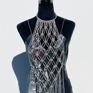 The JEWEL | Crystal Rhinestone Handwoven Fashion Halter Top | Body Jewelry | Fashion Necklace