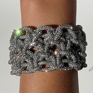The CUFF, Crystal Rhinestone Cuff Bracelet, Handwoven Braided Bracelet,  Statement Bracelet, Crystal Cuff Bracelet, Knotted Bracelet