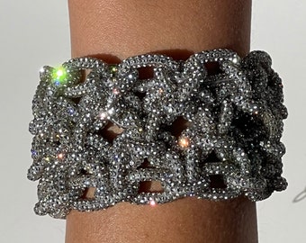 The CUFF, Crystal Rhinestone Cuff Bracelet, Handwoven Braided Bracelet,  Statement Bracelet, Crystal Cuff Bracelet, Knotted Bracelet